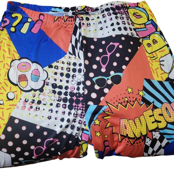 Graphic novelty print comic book plants fit and flare bootleg boot cut trendy - Picture 4 of 12